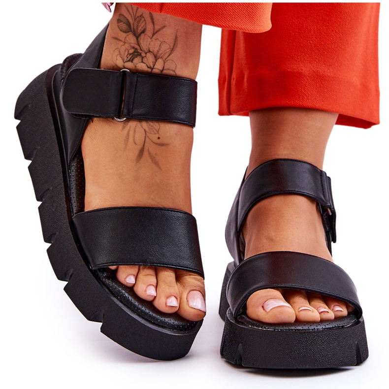 Vinceza Sandalias Mujer Piel Plataforma Negras Katte negro