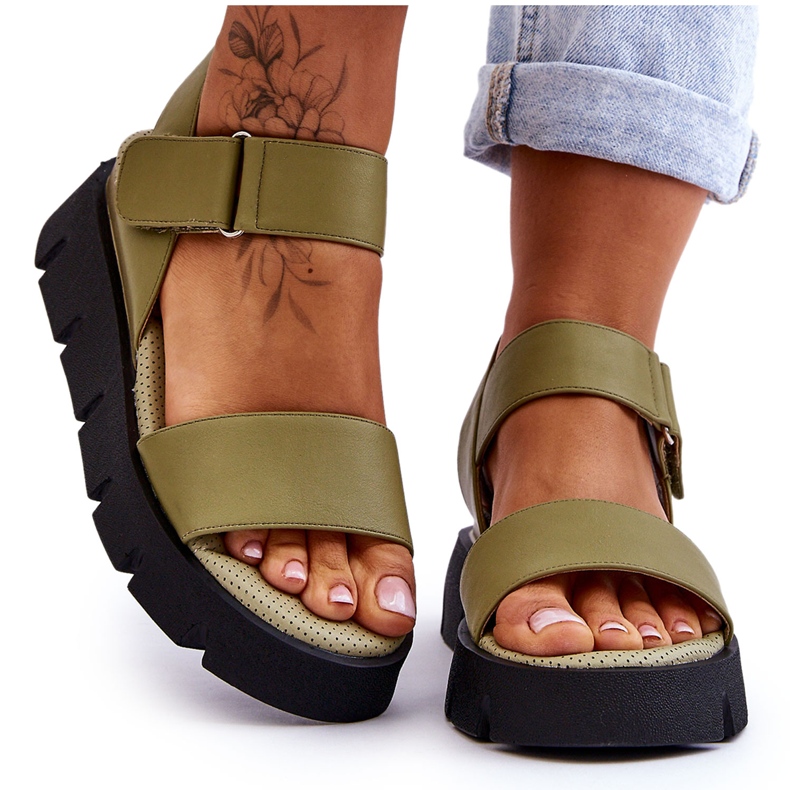 Vinceza Sandalias Mujer Piel Plataforma Verde Katte