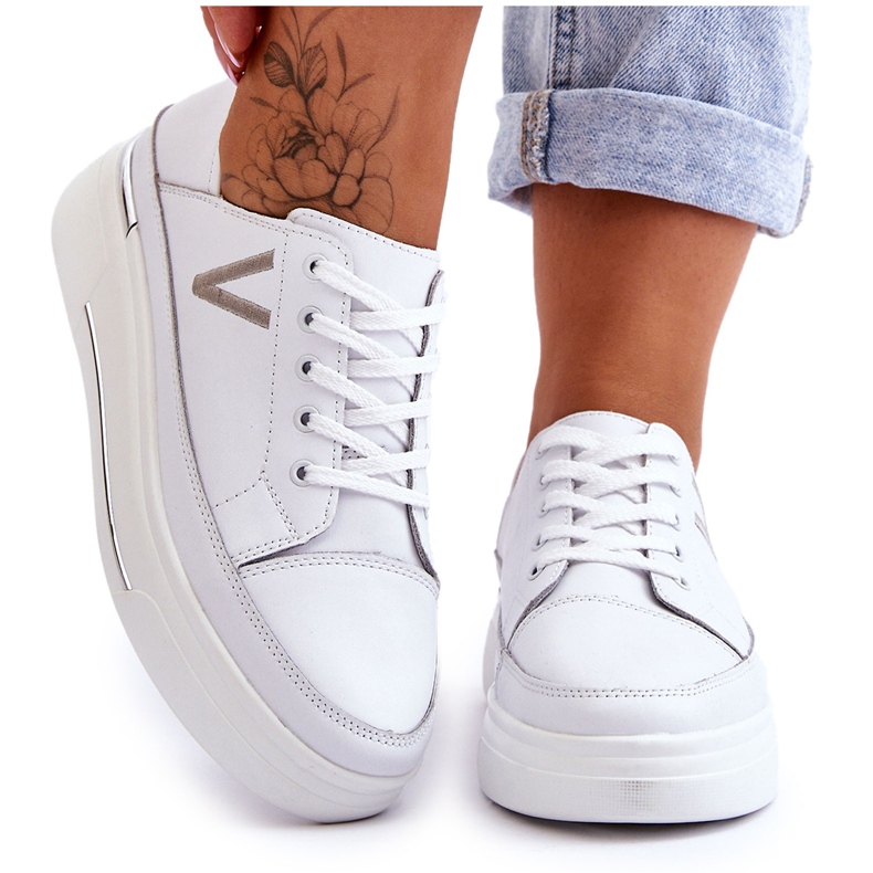 Vinceza Deportivas Mujer Piel Plataforma Blanco Saul