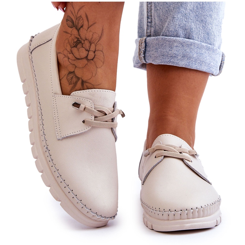 Vinceza Zapatos sin cordones Archie de cuero beige