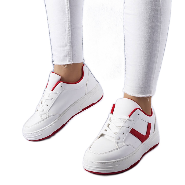 Zapatillas blancas y rojas con plataforma de Trépani blanco