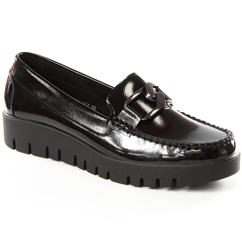 Mocasines de mujer lacados en la plataforma negra Sergio Leone MK757 negro