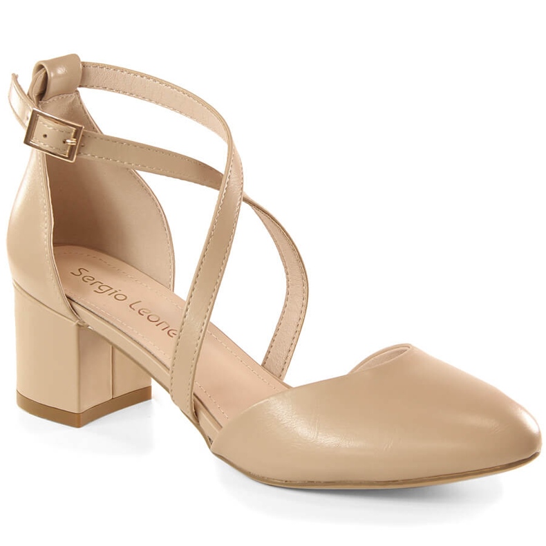 Sandalias de tacón de mujer Sergio Leone SK824 café beige