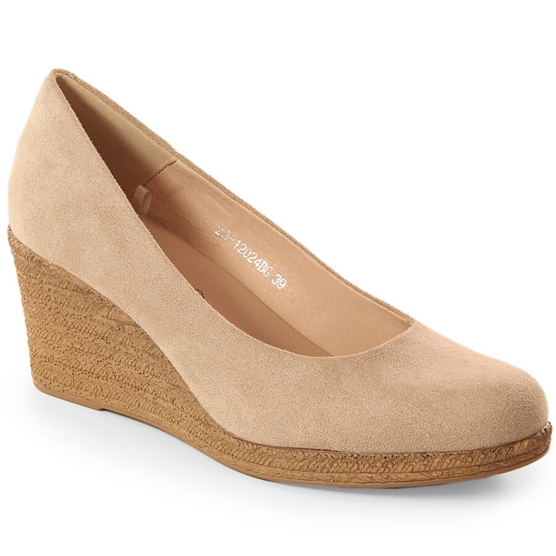 Zapatos de salón mujer cuña ante beige Potocki SZ12024