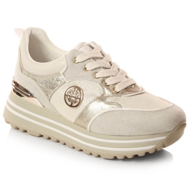 Zapatos deportivos de mujer en la plataforma dorada Potocki SZ12025 dorado