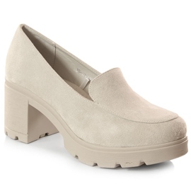 Zapatos de mujer ante y plataforma grises Potocki SZ12040 beige