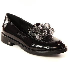 Zapatos de mujer lacados con cristales negros Potocki SZ12043 Zapatos de mujer lacados con cristales negros Potocki SZ12043