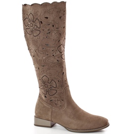 M. DASZYŃSKI Botas de ante caladas de primavera para mujer marrones M.Daszyński SA197-18 marrón M. DASZYŃSKI Botas de ante caladas de primavera para mujer marrones M.Daszyński SA197-18 marrón
