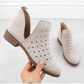 M. DASZYŃSKI Botas sin cordones de ante calado para mujer beige M.Daszyński SA62-102 M. DASZYŃSKI Botas sin cordones de ante calado para mujer beige M.Daszyński SA62-102