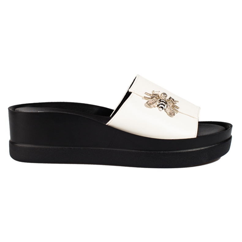 Pantuflas blancas de mujer sobre una cómoda cuña Shelovet blanco