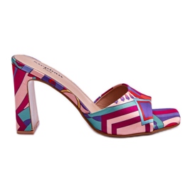 FS1 Pantuflas Mujer Tacón Estampado Morado Adelise violeta multicolor
