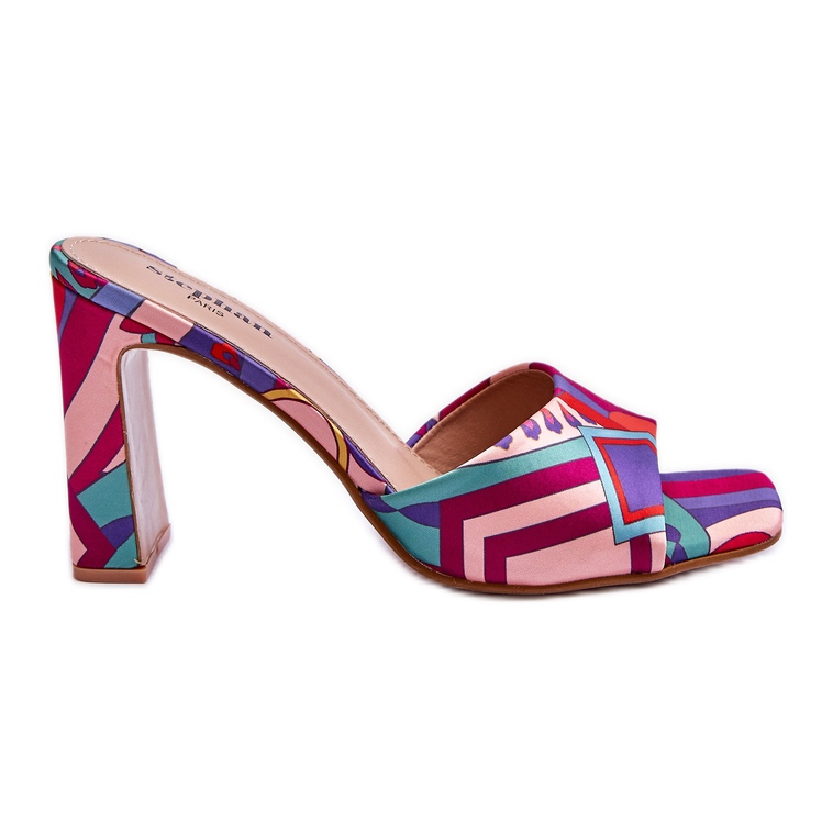 FS1 Pantuflas Mujer Tacón Estampado Morado Adelise violeta multicolor