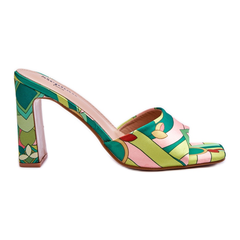 Pantuflas Mujer Tacón Estampado Verde Adelise multicolor Pantuflas Mujer Tacón Estampado Verde Adelise multicolor