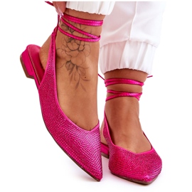 Bailarinas Atadas Con Strass Fucsia Mavis rosado