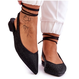 Bailarinas Mavis Atadas Negras Con Strass negro