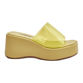 FS1 Pantuflas Mujer Cuña Transparente Verde Claro Eliane