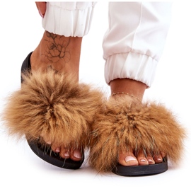 Pantuflas De Mujer De Goma Con Pelo Marrón Lucrece