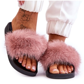 Pantuflas De Mujer De Goma Con Pelo Rosa Lucrece