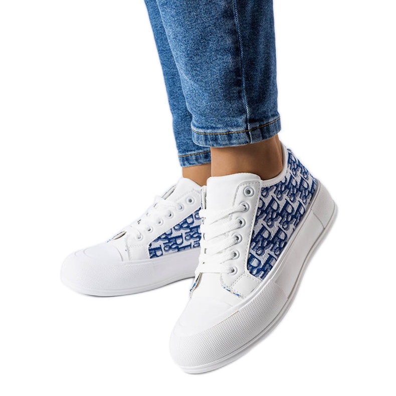 Deportivas blancas con estampado Marquis azul blanco