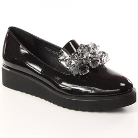 Zapatos brogue lacados con cristales Vinceza W JAN198 negro