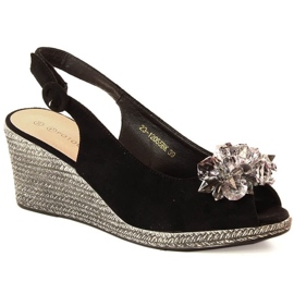 Sandalias cuña ante con cristales Potocki W WOL137A negro