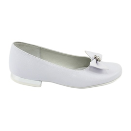 Ballerinas de niñas de cuero White Miko 800 con arco blanco