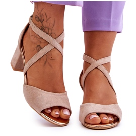 Vinceza Sandalias Mujer Tacón Bajo Beige Quinn marrón
