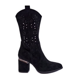 S.Barski Botas Mujer Ante Calado Negro Adelia