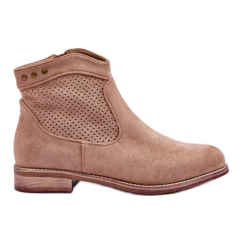 S.Barski Botas Mujer Ante Tacón Plano Beige Liana