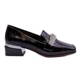 S.Barski Mocasines Lavern de charol negro con circonitas cúbicas