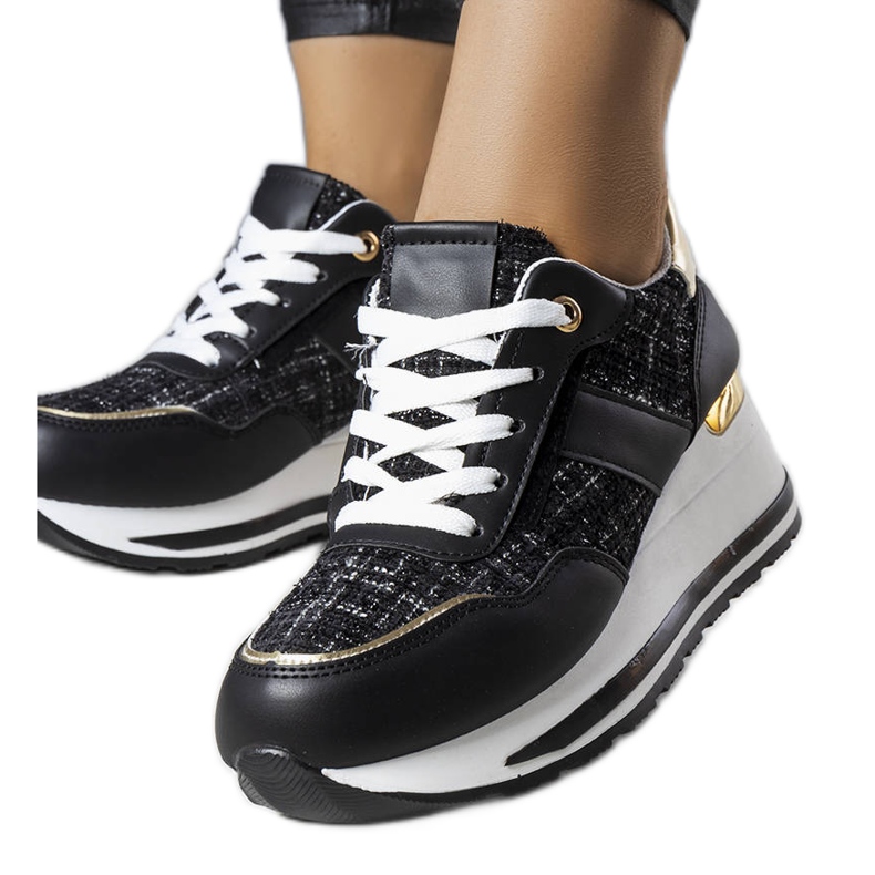 PA1 Zapatillas deportivas negras con inserciones decorativas de Krystal negro