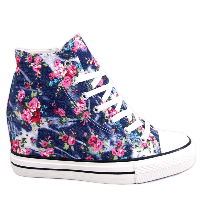 BM Paradis zapatillas altas con cuña floral azul marino