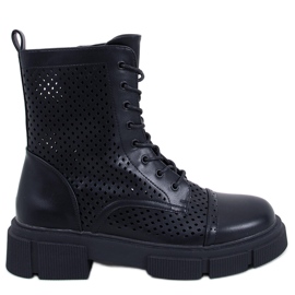 BM Botas con cordones caladas negras Wyman negro