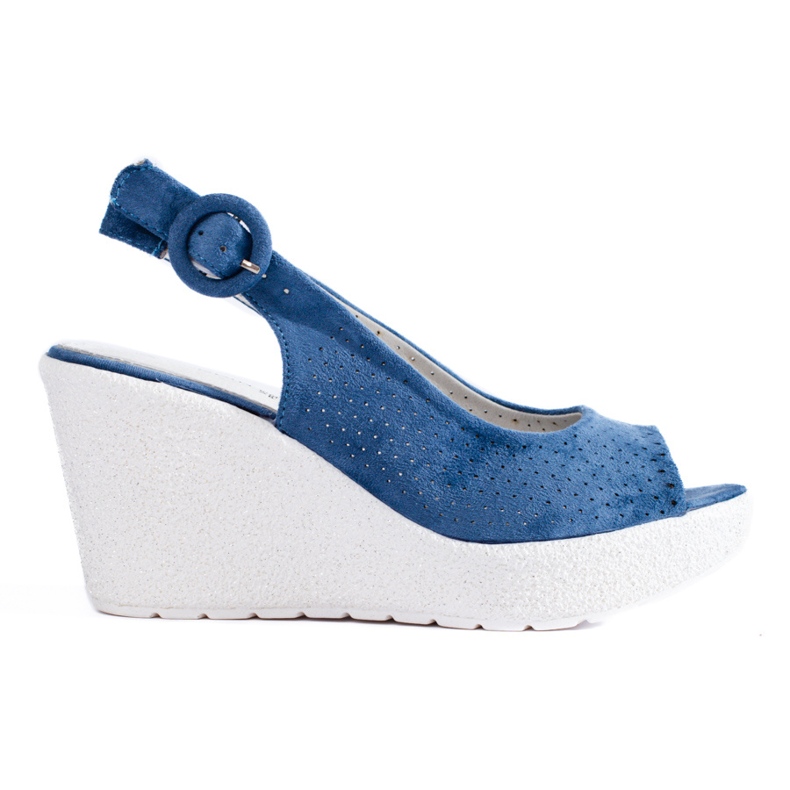 Sandalias cuña mujer Shelovet caladas azul Sandalias cuña mujer Shelovet caladas azul