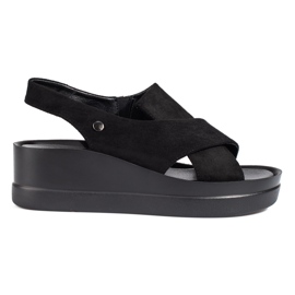 Sandalias cuña mujer Shelovet negras negro