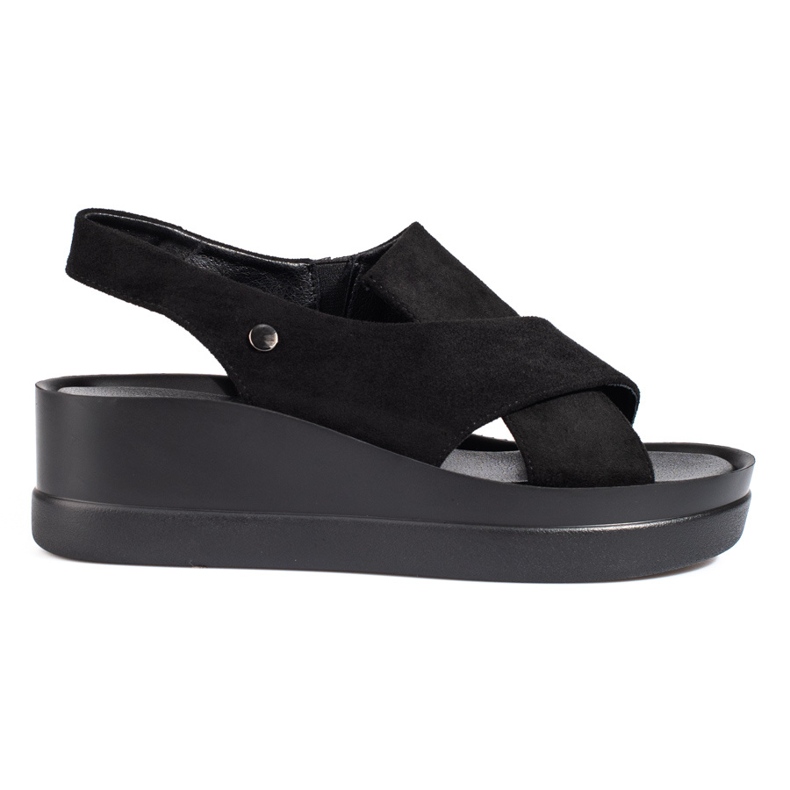 Sandalias cuña mujer Shelovet negras negro