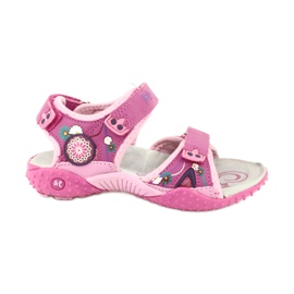 American Club Sandalias de niña con aplicación de piel American 1232 rosa púrpura