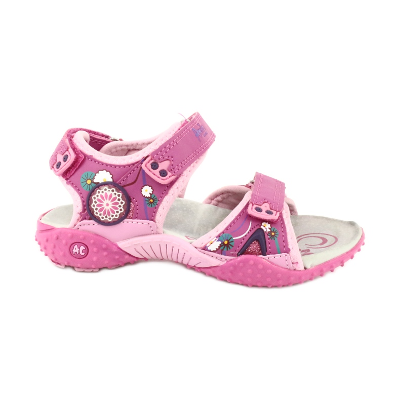 American Club Sandalias de niña con aplicación de piel American 1232 rosa violeta rosado