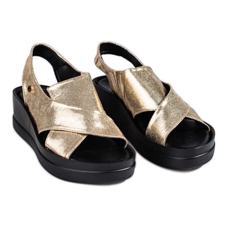 Sandalias cuña mujer Shelovet doradas dorado