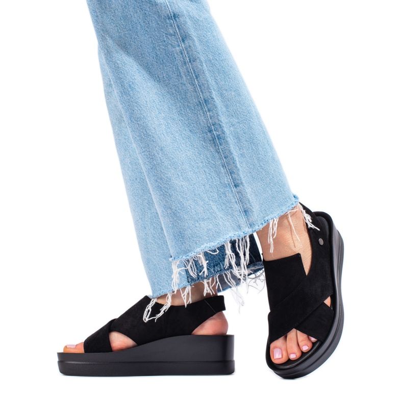 Sandalias cuña mujer Shelovet negras negro