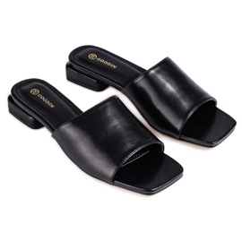 Sandalias mujer clásicas negras Shelovet con tacón negro