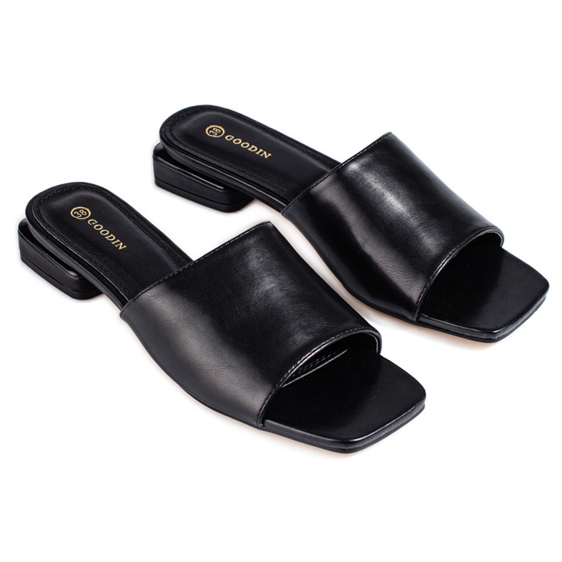 Sandalias mujer clásicas negras Shelovet con tacón negro