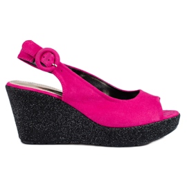 Sandalias de cuña mujer Shelovet rosa claro