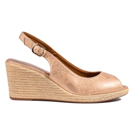 W. Potocki Elegantes sandalias de cuña de Potocki beige W. Potocki Elegantes sandalias de cuña de Potocki beige
