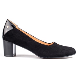 Bombas elegantes de gamuza para mujer en un tacón bajo Vinceza negro