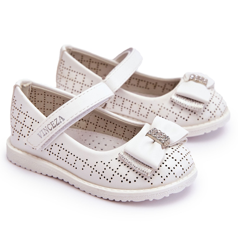 Vinceza Bailarinas Infantiles Lazo Velcro Blanco Halle