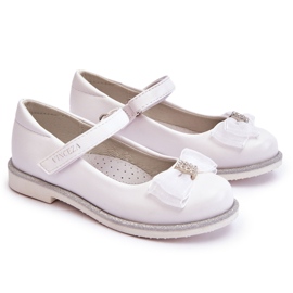 Vinceza Bailarinas Infantiles Con Velcro Y Lazo Decorativo Blanco Nadia