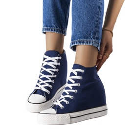 Zapatillas cuña azul marino