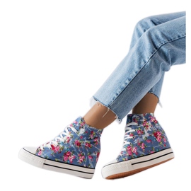 BM Zapatillas con cuña floral azules de Fouquet