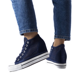 BM Zapatillas cuña caladas azul marino de Coupart
